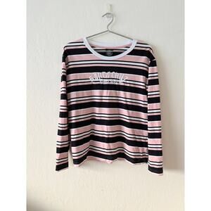 Santa Cruz Women's Striped Long Sleeve T-Shirt Skate Pink Black White Size M